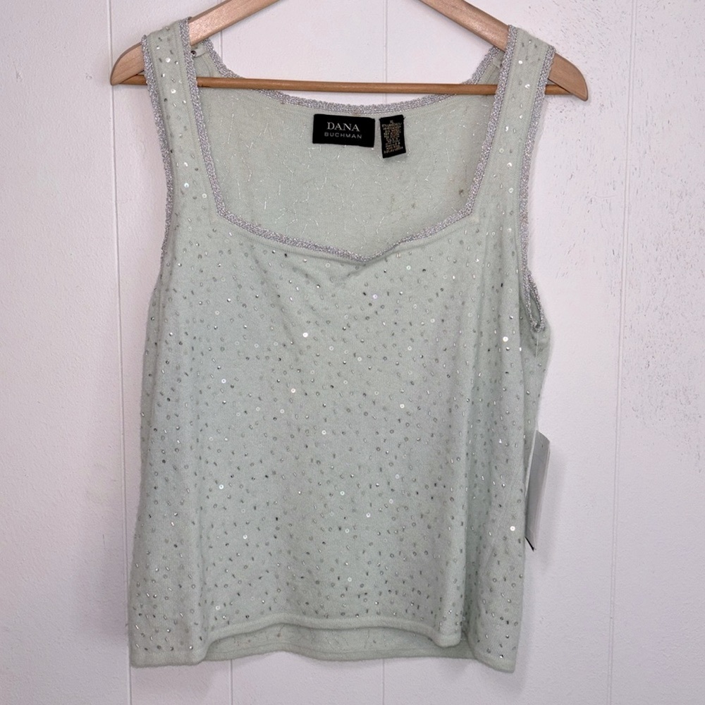 Dana Buchman Vintage Sequin and Beaded Lambswool and Angora Tank